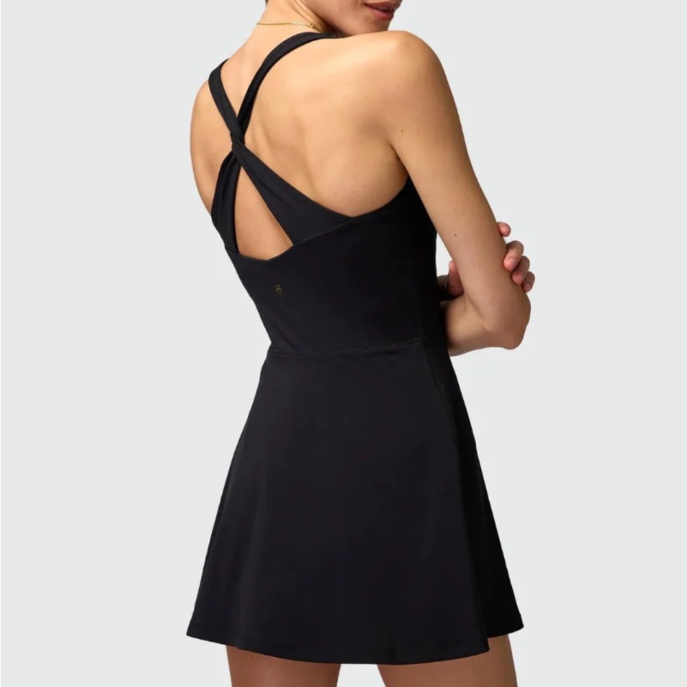Spiritual Gangster Black Cross-Back Fit-and-Flare Dress